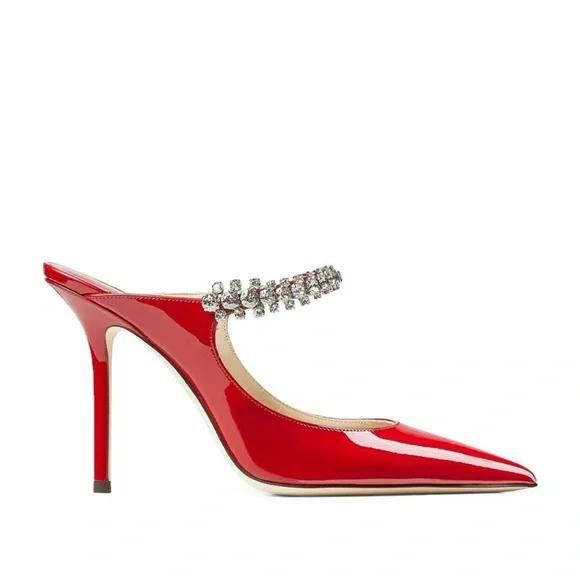 New Jimmy Choo Bing 100 Embellished High Heel Mules $1,095 37.5 - Picture 6 of 15